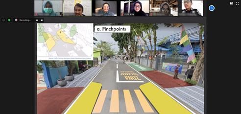 A screen capture of a virtual meeting to discuss street designs